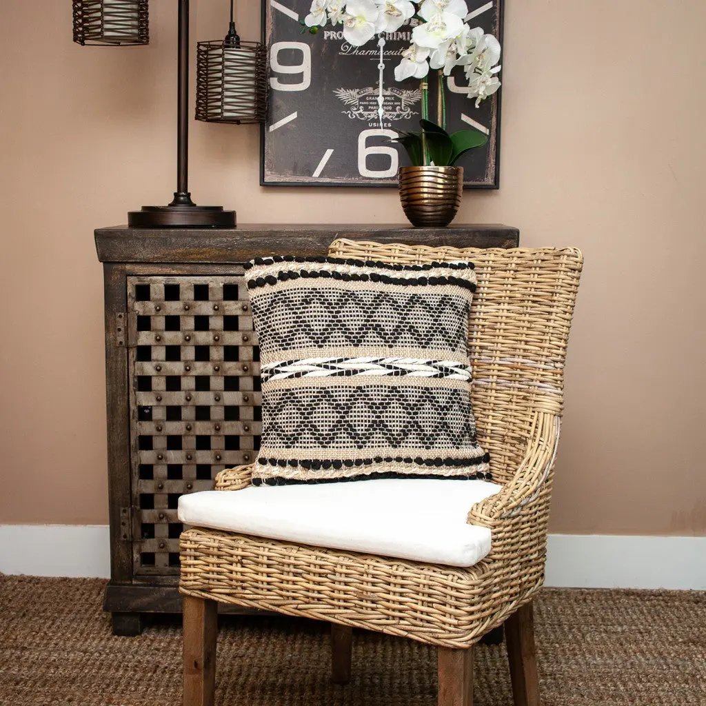 Black And Sand Woven Decorative Pillow Homeroots