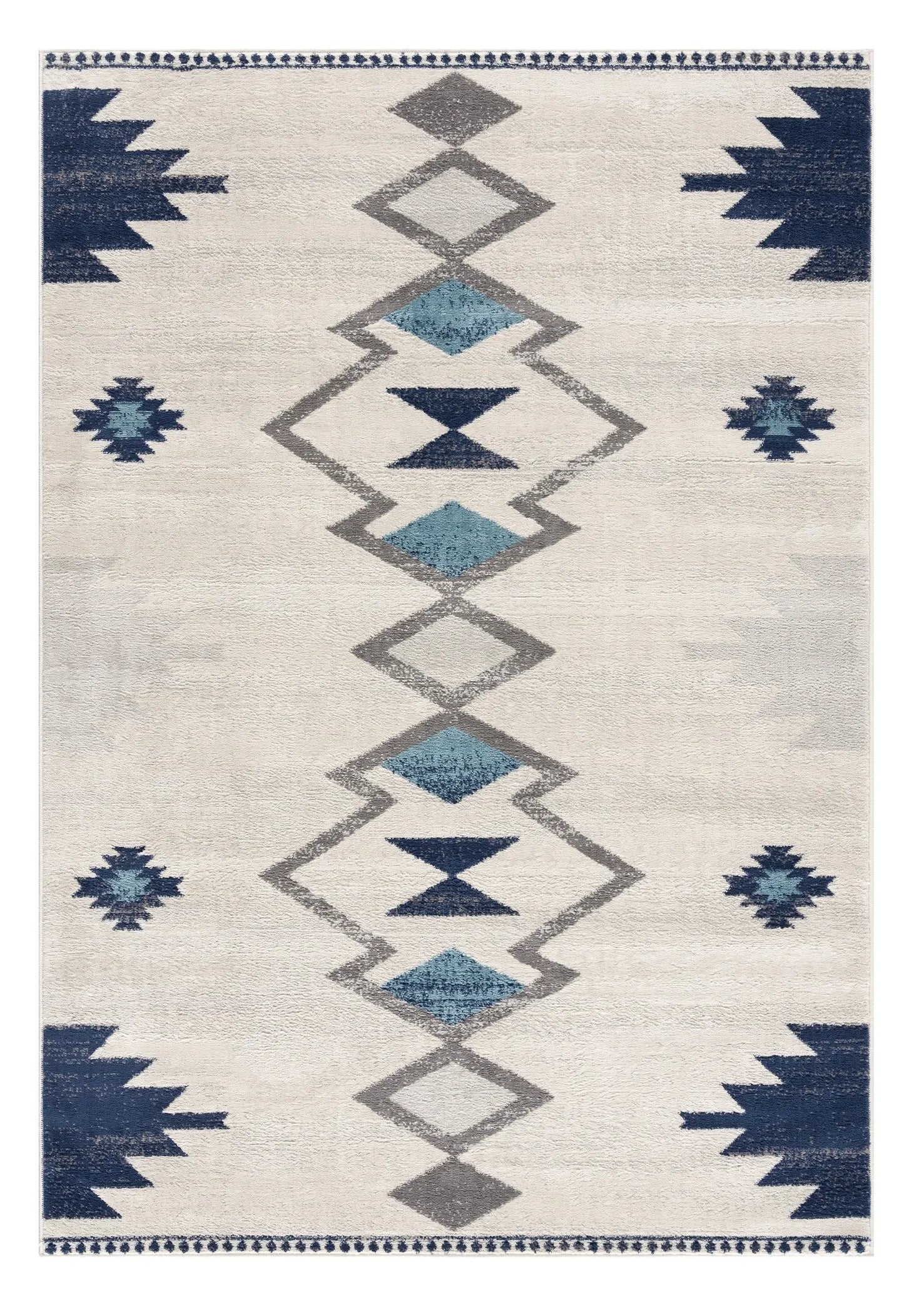 8' X 10' Blue and Ivory Southwestern Area Rug Homeroots