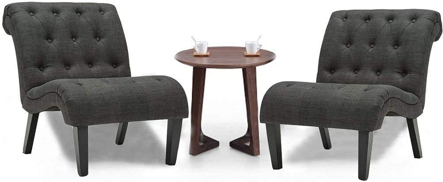 Set of 2 Button Tufted Slipper Chairs ShipItFurniture