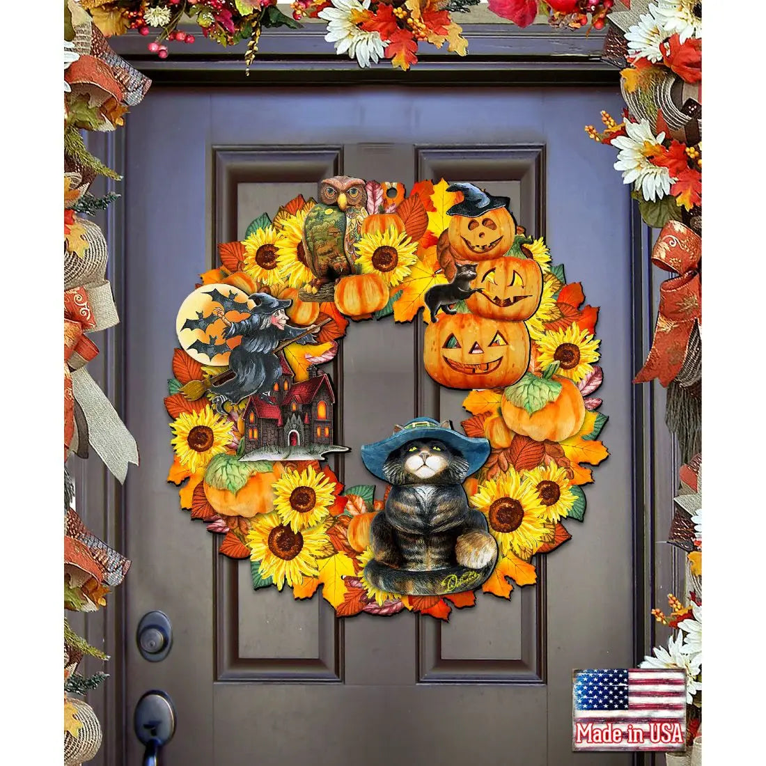 Halloween Holiday Door Wreath by G. DeBrekht - Thanksgiving Halloween Decor - 8185317H G. DeBrekht