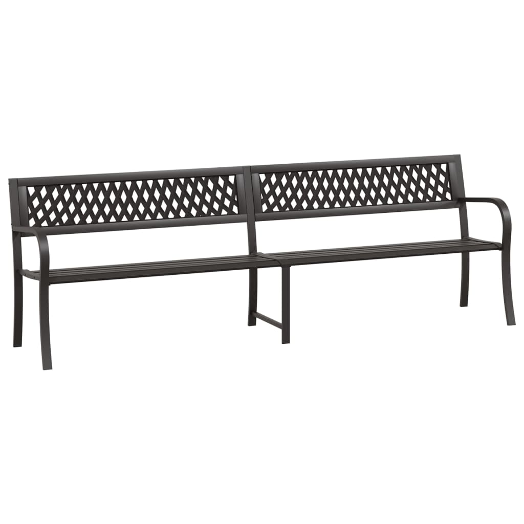 vidaXL Outdoor Patio Bench Park Outdoor Garden Bench with Armrests Black Steel VidaXL