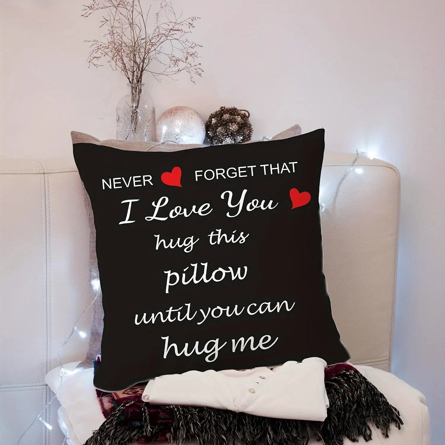 I Love You’ Hug Design Throw Pillow Cover – Cozy and Heartfelt Home Deco TM