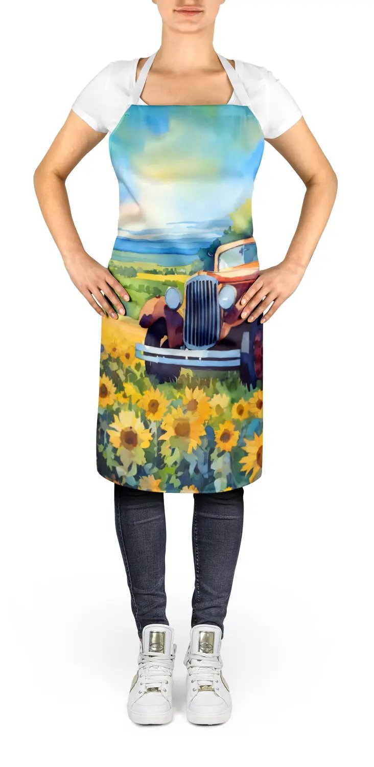 Kansas Sunflowers in Watercolor Apron - Vivid Treasure Zone