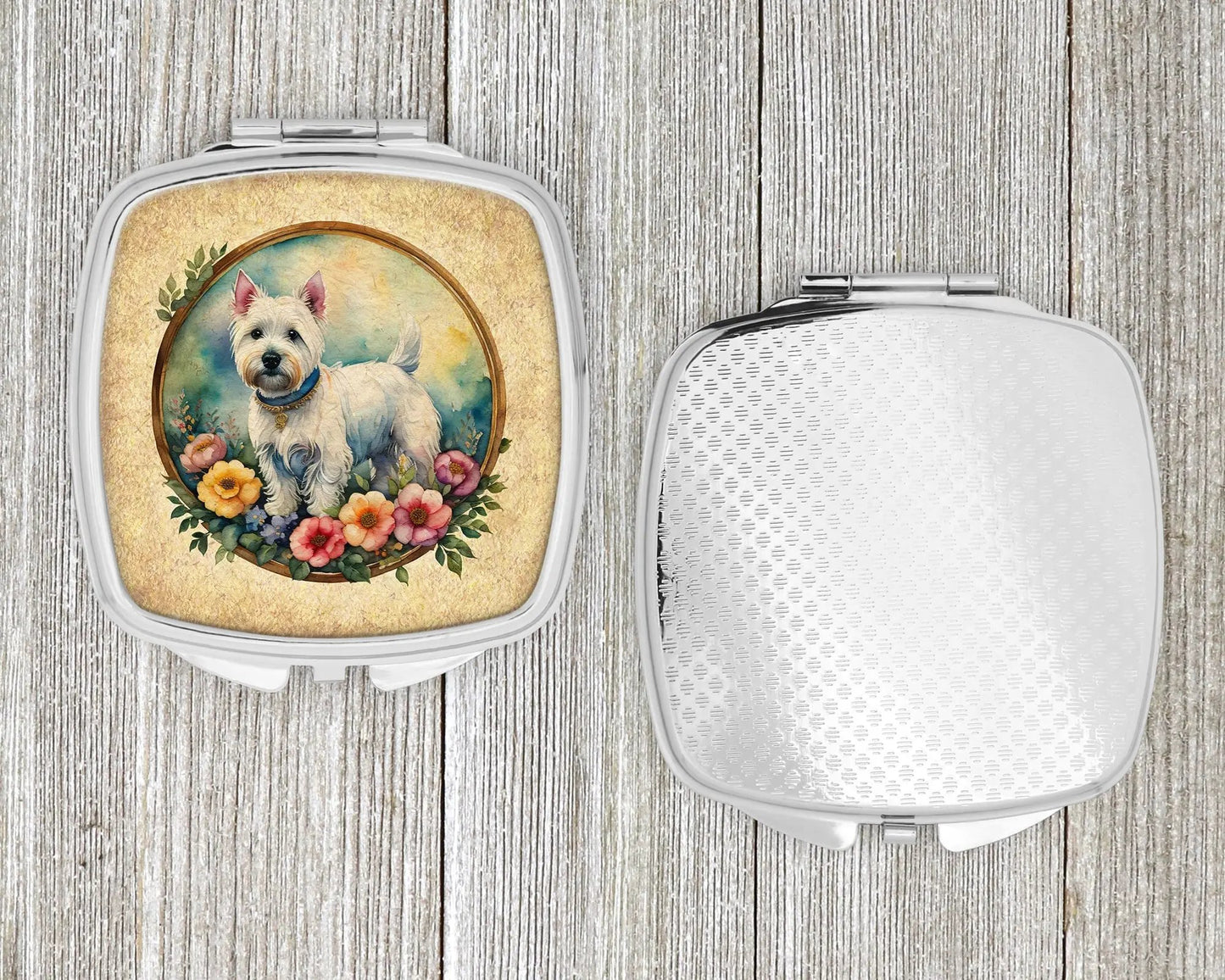 Westie and Flowers Compact Mirror Caroline's Treasures