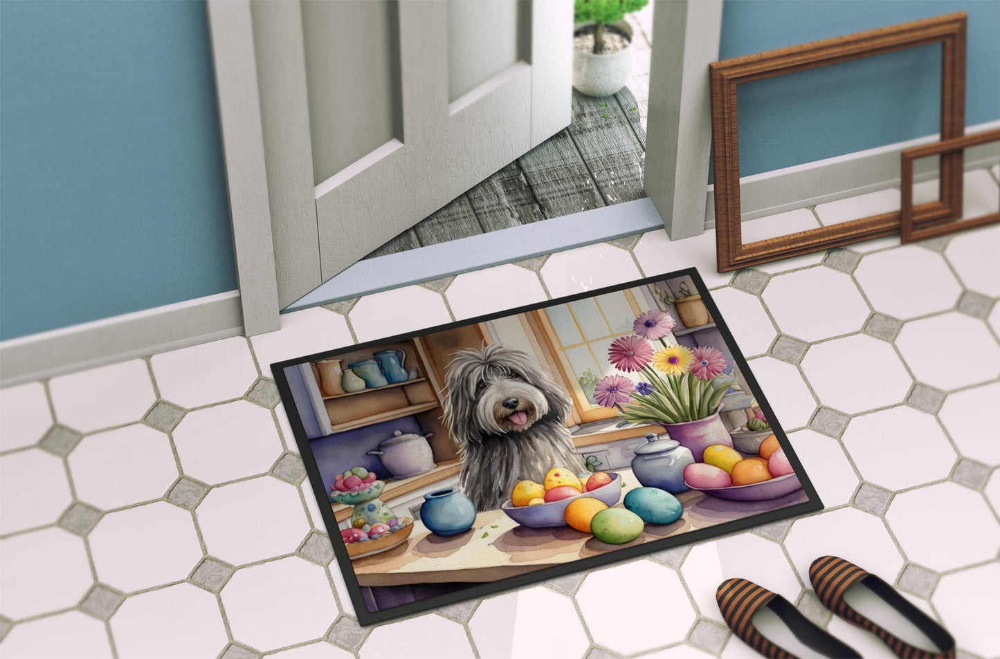 Decorating Easter Bergamasco Sheepdog Doormat Caroline's Treasures