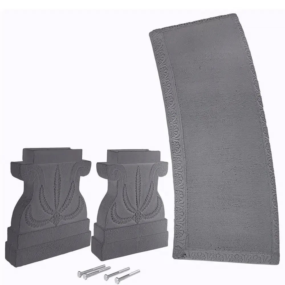 Outdoor Fiber-Clay Garden Bench in Grey Stone Finish FastFurnishings