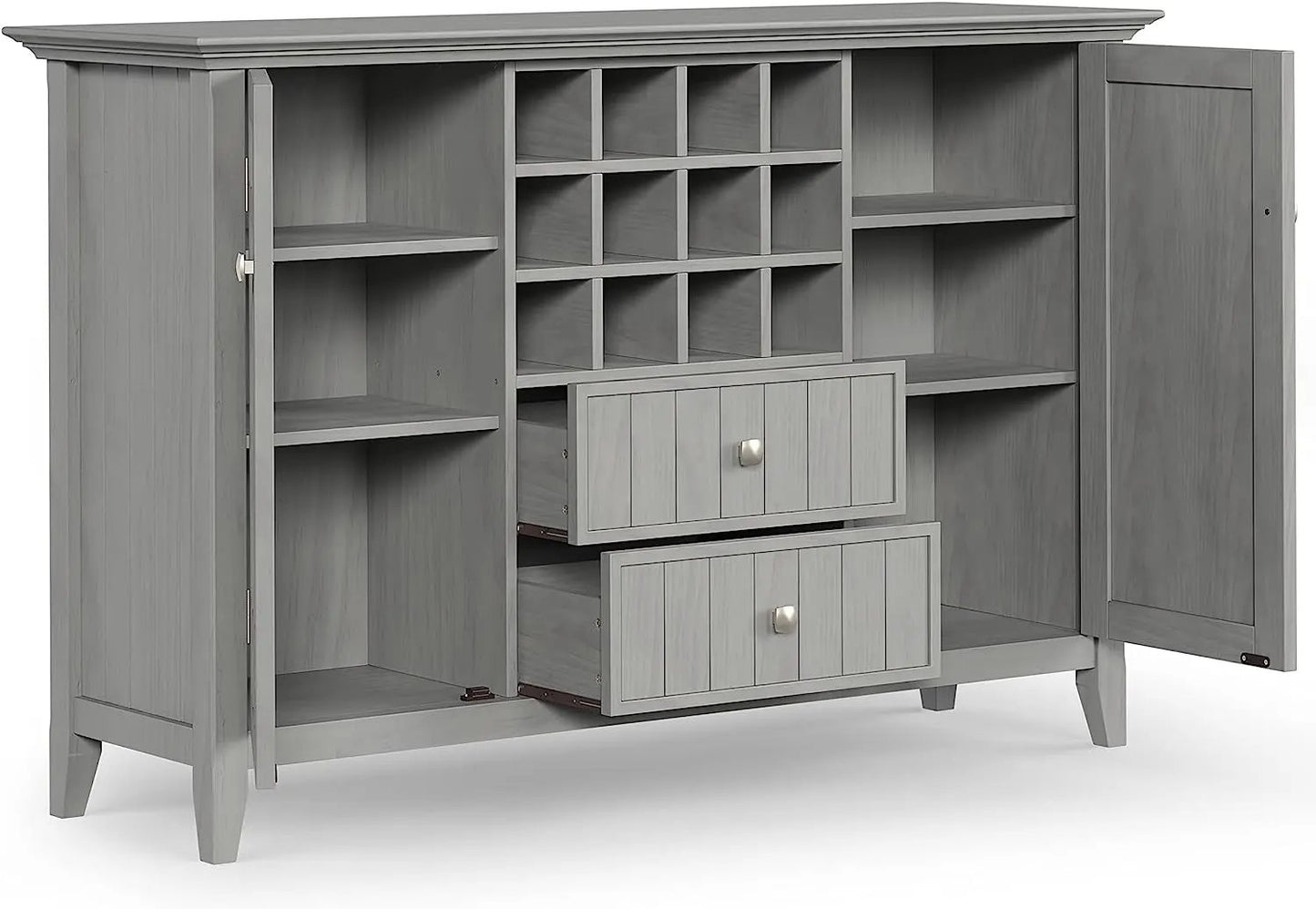 Fog Grey Solid Wood Transitional Sideboard Buffet and Wine Rack-4