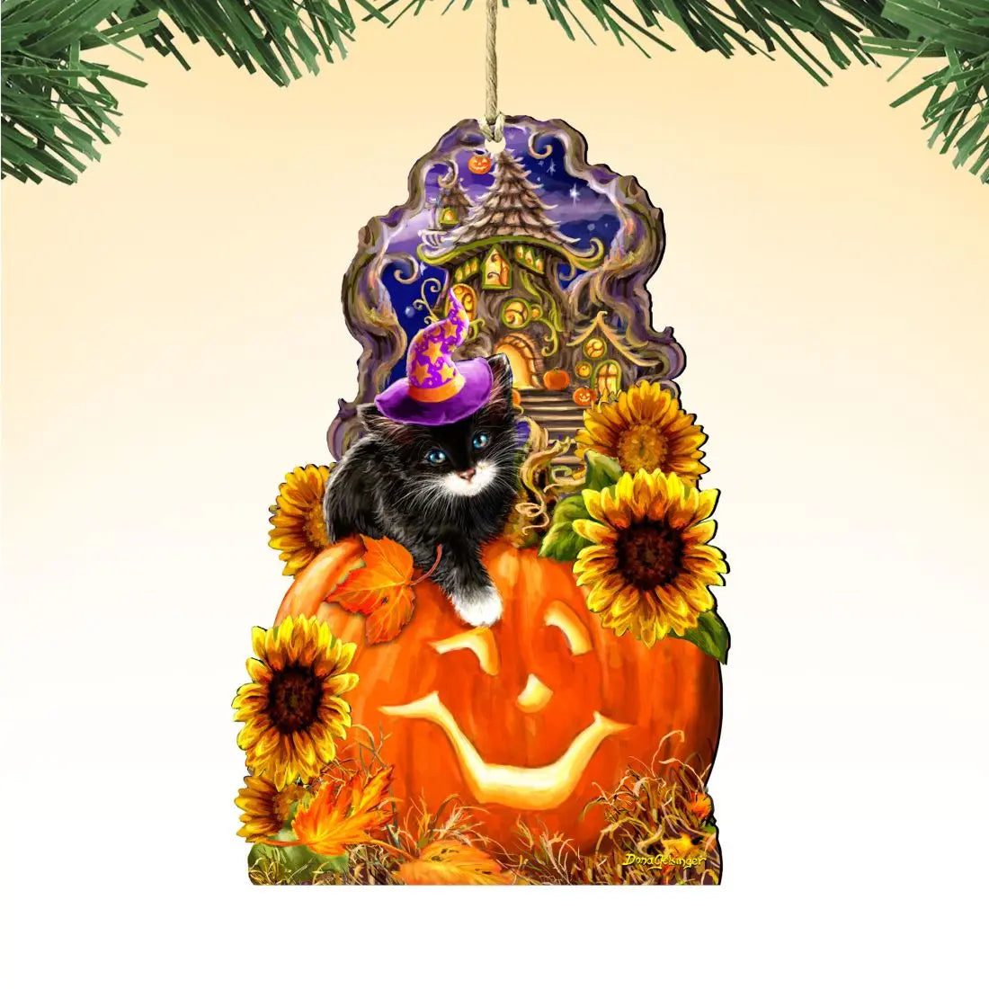 Halloween Kitten Wooden Ornaments by Gelsinger - Thanksgiving Halloween Decor - 8461066-DG G.DeBrekht
