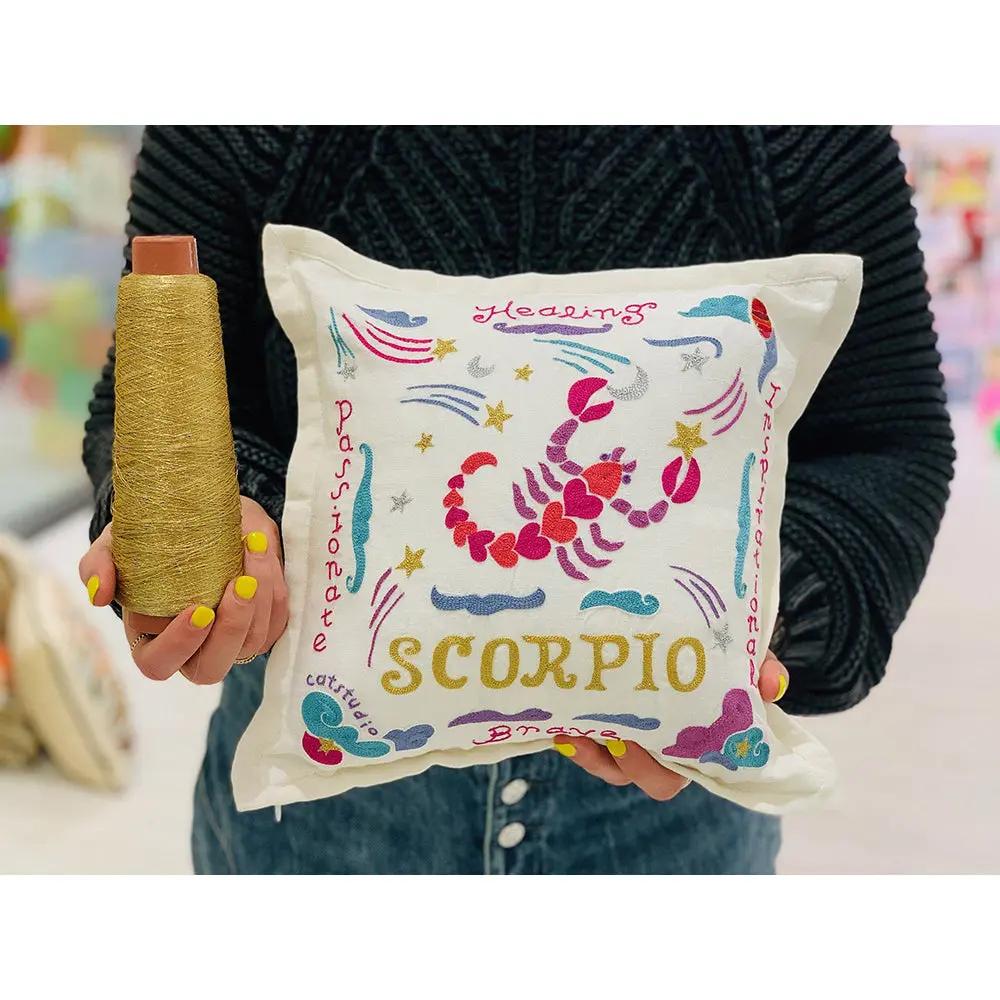 Virgo Astrology Hand-Embroidered Pillow by Cat Studio CatStudio