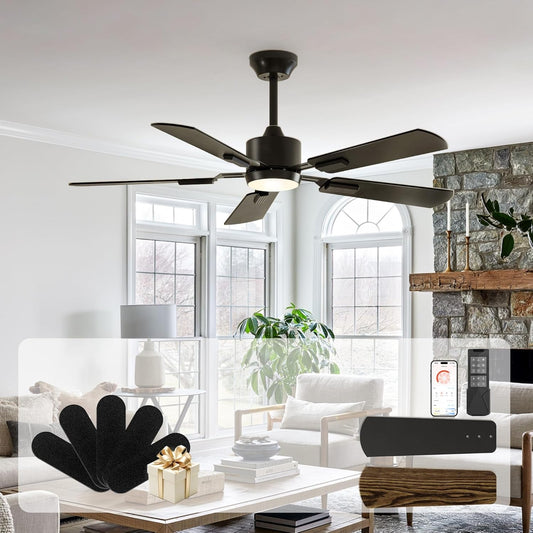 52Inch Black CeilingFan With RemoteAppControlled DimmableLEDLighting IndoorLivingSpaces ShipItFurniture