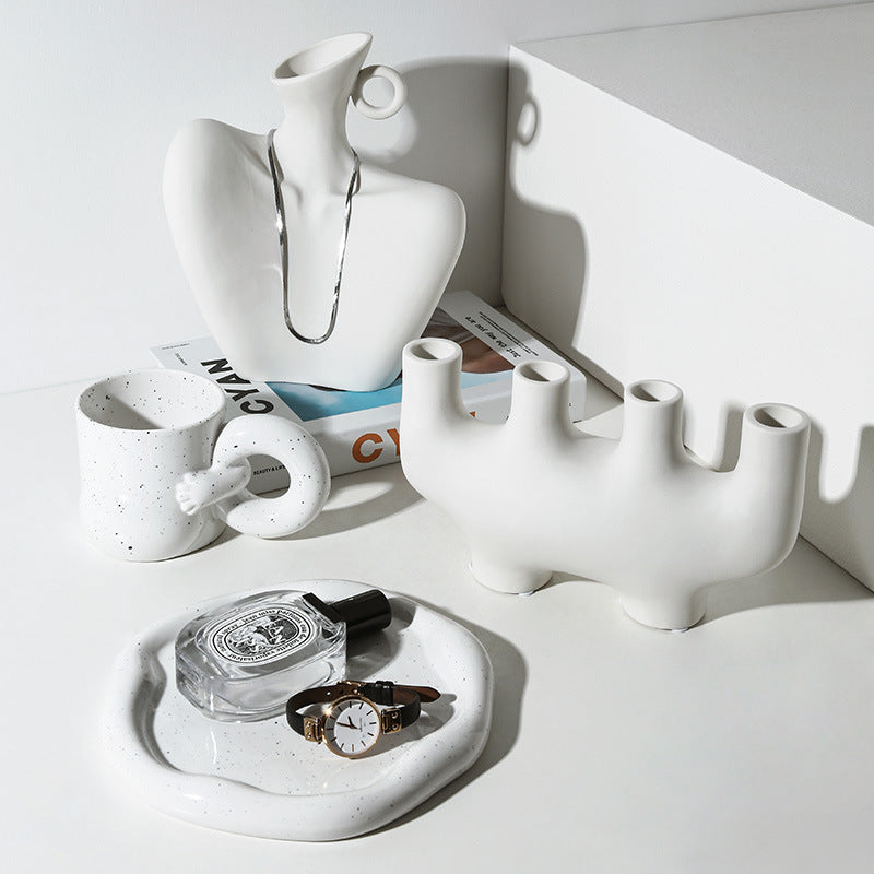 Ceramic Simple White Vase Nordic Home Decoration C BlakHom