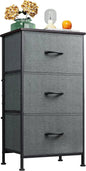 Dresser with 3 Drawers, Fabric Nightstand, Organizer Unit, Storage Dresser for Bedroom, Hallway, Entryway, Closets, Sturdy Steel Frame, Wood Top, Easy Pull Handle, Dark Grey-0