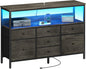 TV Stand Dresser for Bedroom, 7 Fabric Drawers Entertainment Center, LED Dressers with Power Outlets, TV Stands for Living Room with Storage Shelf, TV Console Entertainment Stand up to 50" TV ShipItFurniture