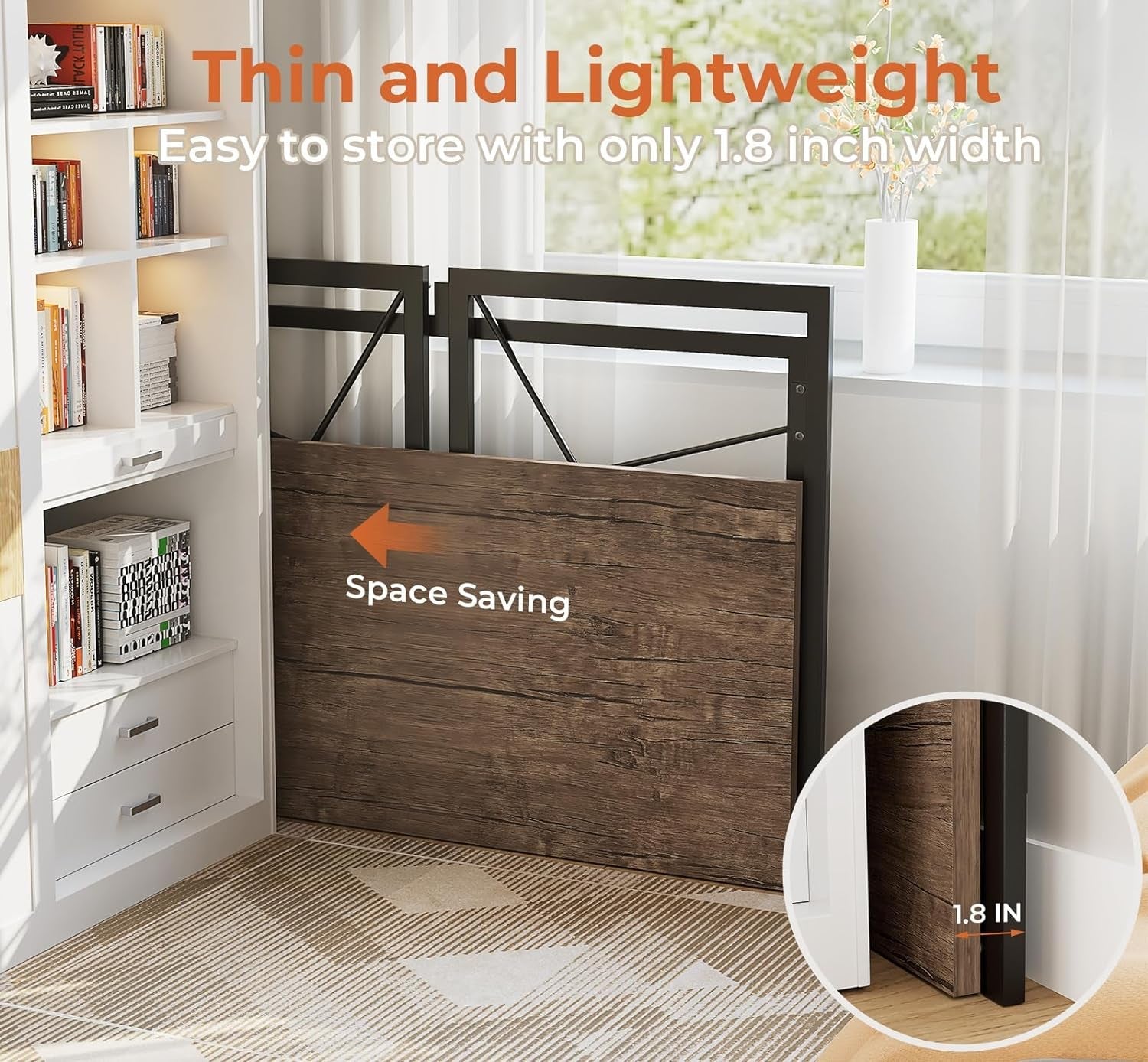 Brown Folding Desk 39 Inch No Assembly ShipItFurniture