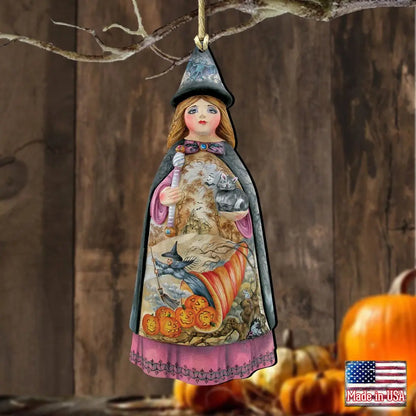 Halloween Witch Wooden Ornaments by G. DeBrekht - Thanksgiving Halloween Decor - 8114170 G. DeBrekht