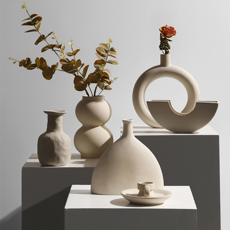 Modern Minimalist Ceramic Vase Flower Ornaments Ze BlakHom
