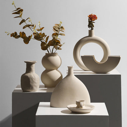 Modern Minimalist Ceramic Vase Flower Ornaments Ze BlakHom