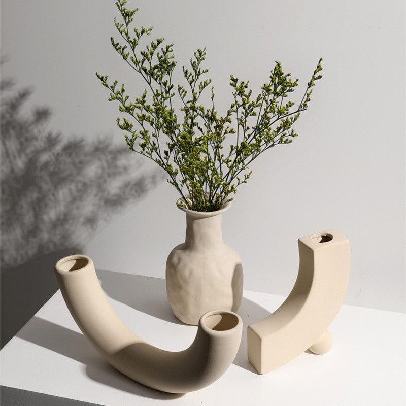 Modern Minimalist Ceramic Vase Flower Ornaments Ze BlakHom