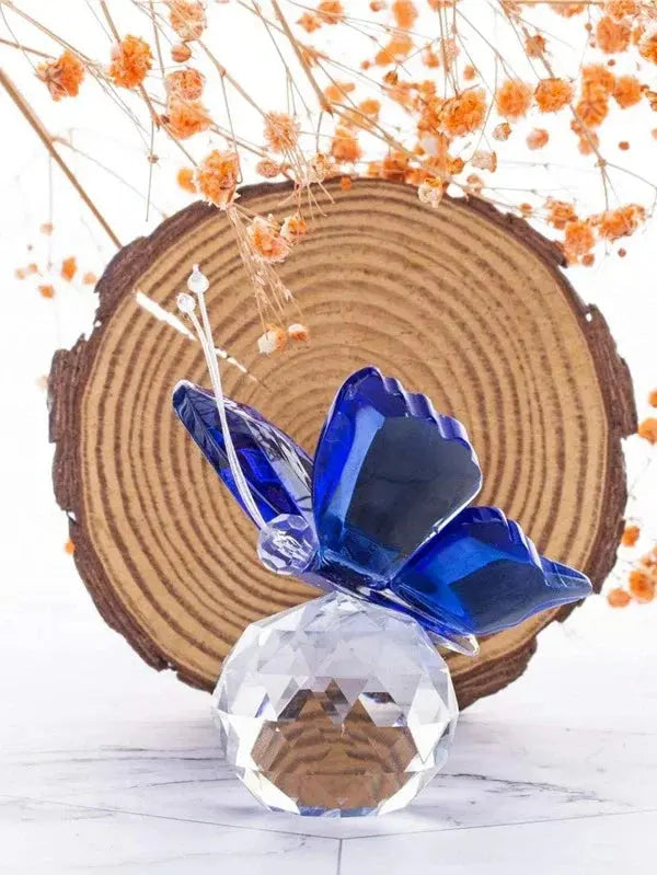 NNESN Blue Holographic Butterfly Glass Ornament - Sparkling Home Decor Craft NNESN