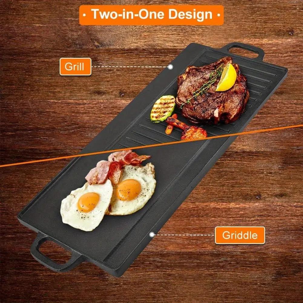 NNETM Non-Stick Cast Iron Griddle Pan, Double-Sided Grill NNETM