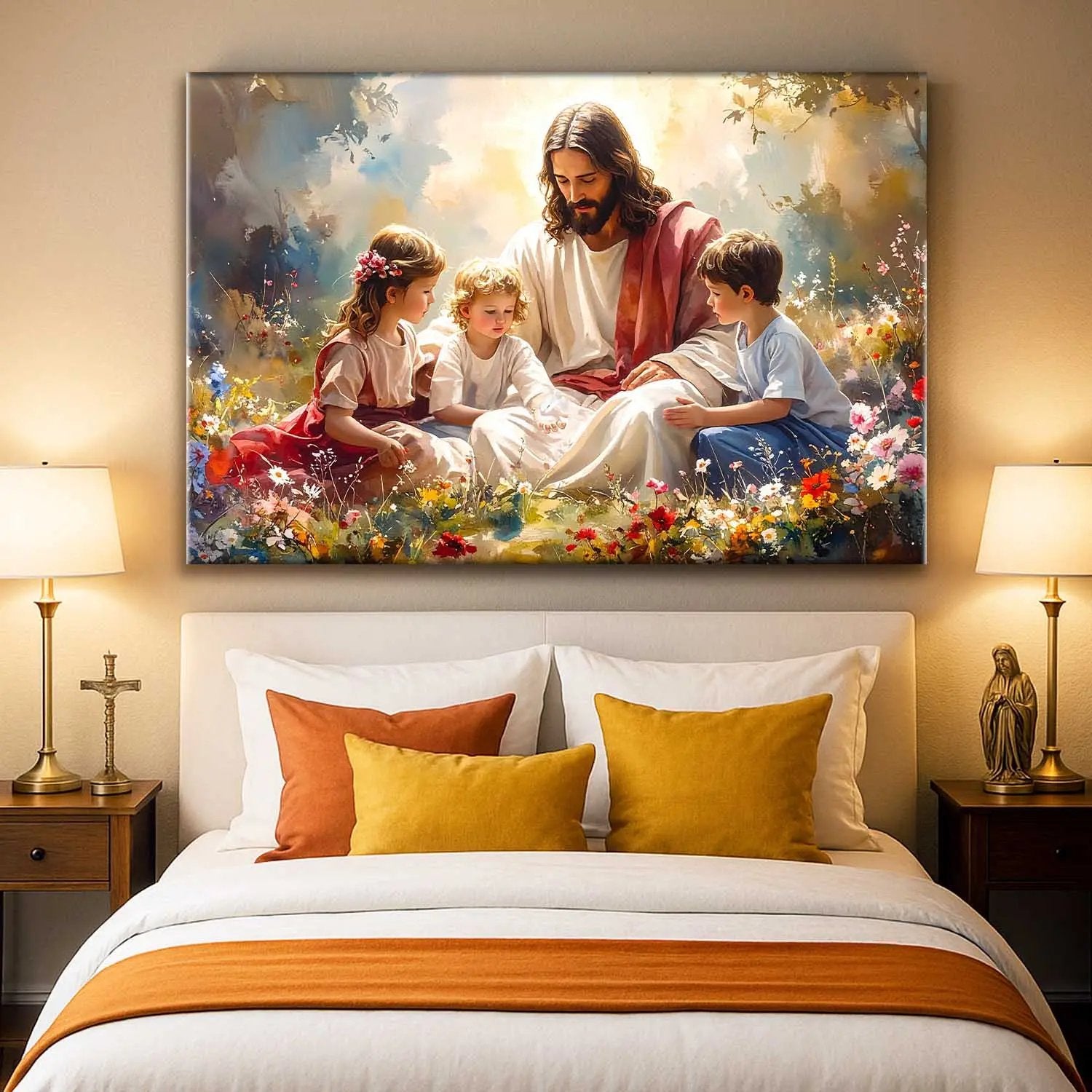 Jesus With Children Faith Wall Art II Tailored Canvases