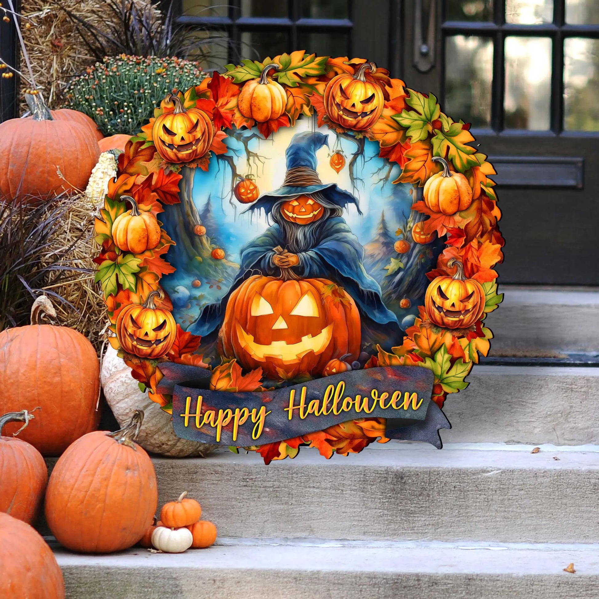 Happy Halloween Wreath Door Hanger by G. Debrekht - Halloween Decor - 8652821H G. DeBrekht