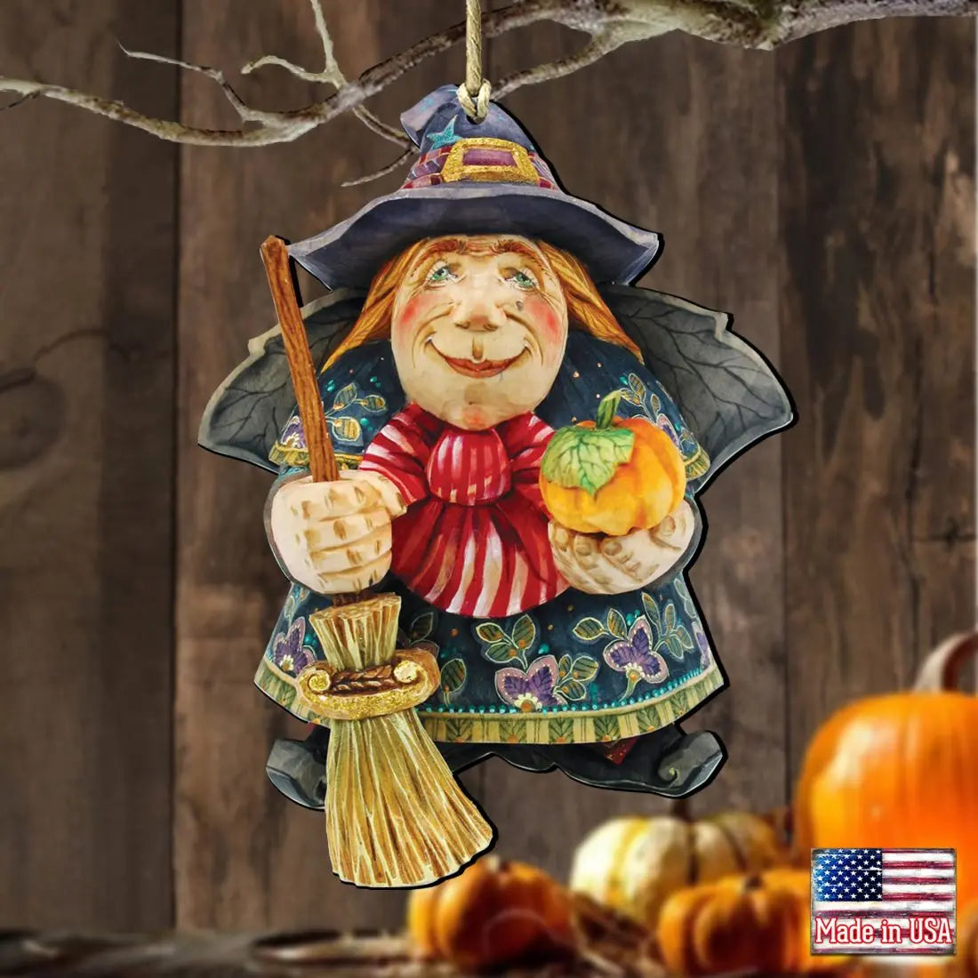 Halloween Witch Wooden Ornaments by G. DeBrekht - Thanksgiving Halloween Decor - 8158412 G. DeBrekht