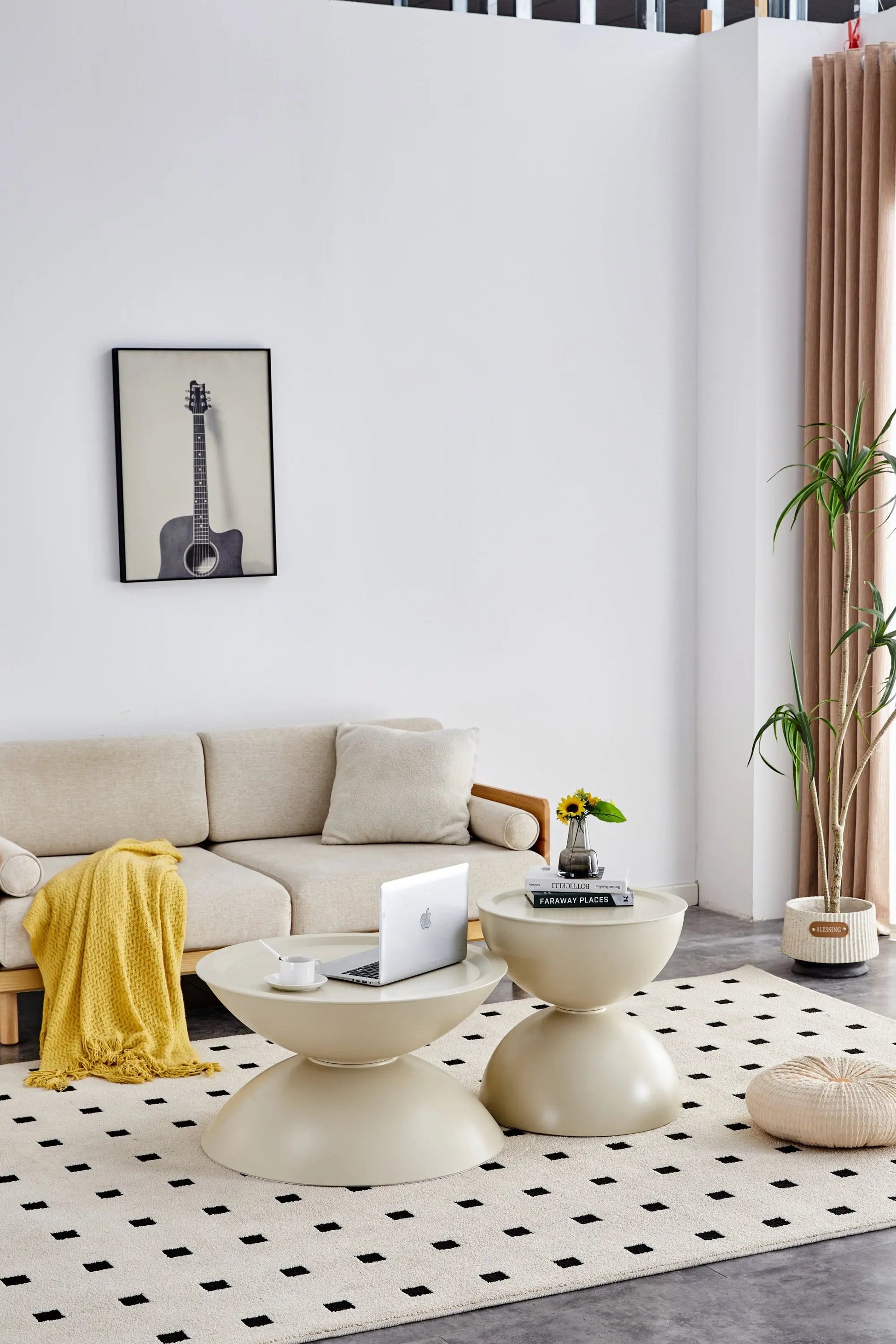 Set of 2 Milk White Coffee Table and End Table With Storage. G-BlakHom