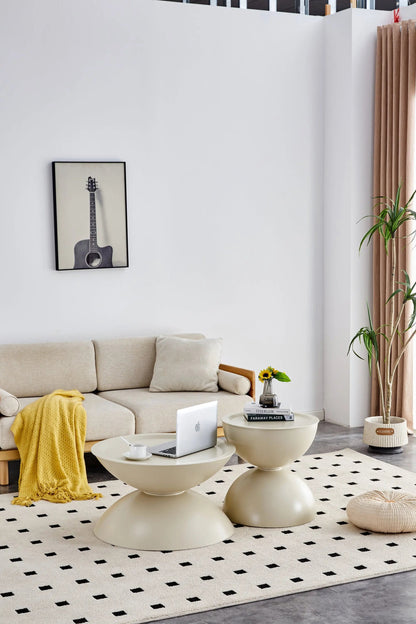 Set of 2 Milk White Coffee Table and End Table With Storage. G-BlakHom