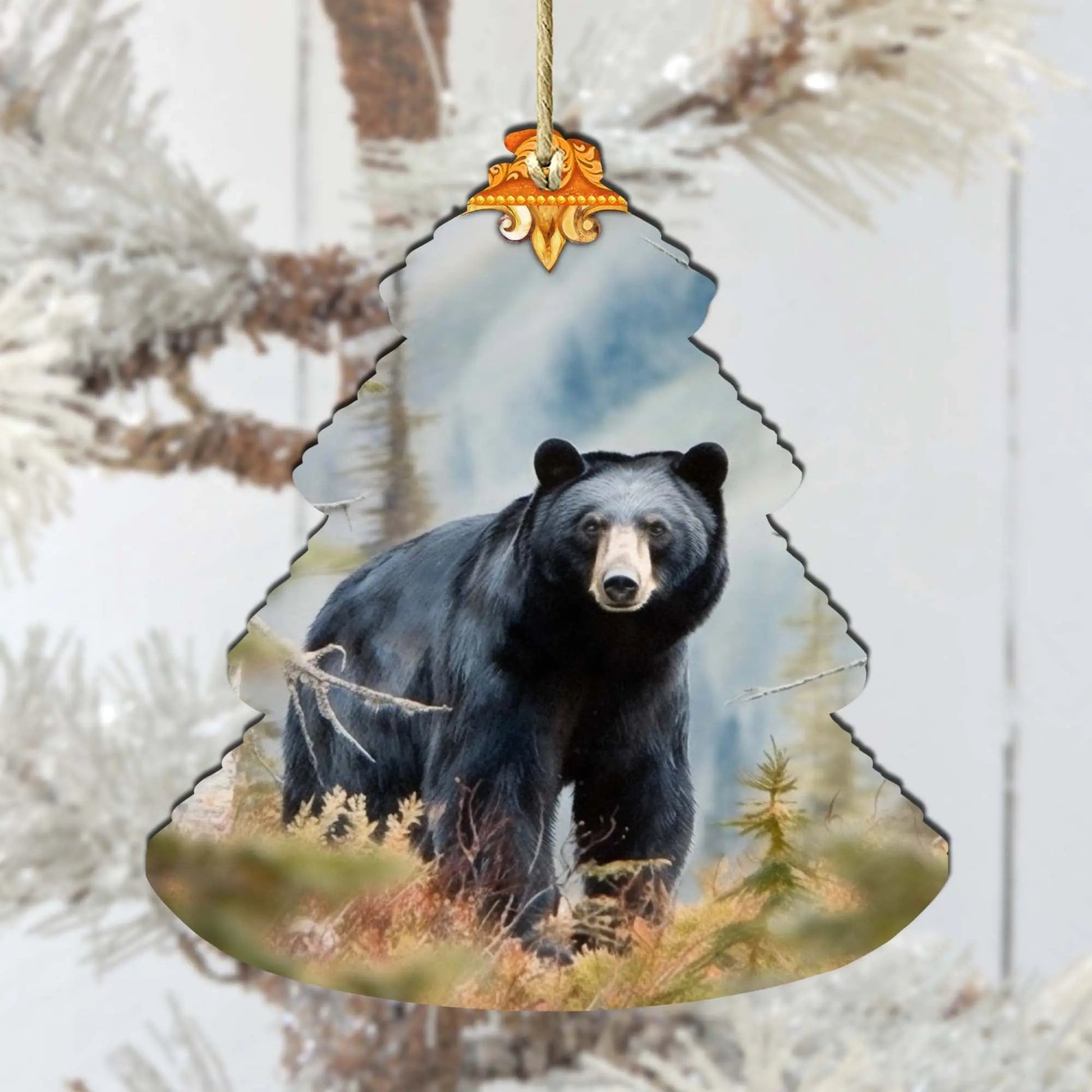 Alaskan Black Bear Tree Wooden Ornaments by G.Debrekht - Wildlife Holiday Decor - 870008 G. DeBrekht