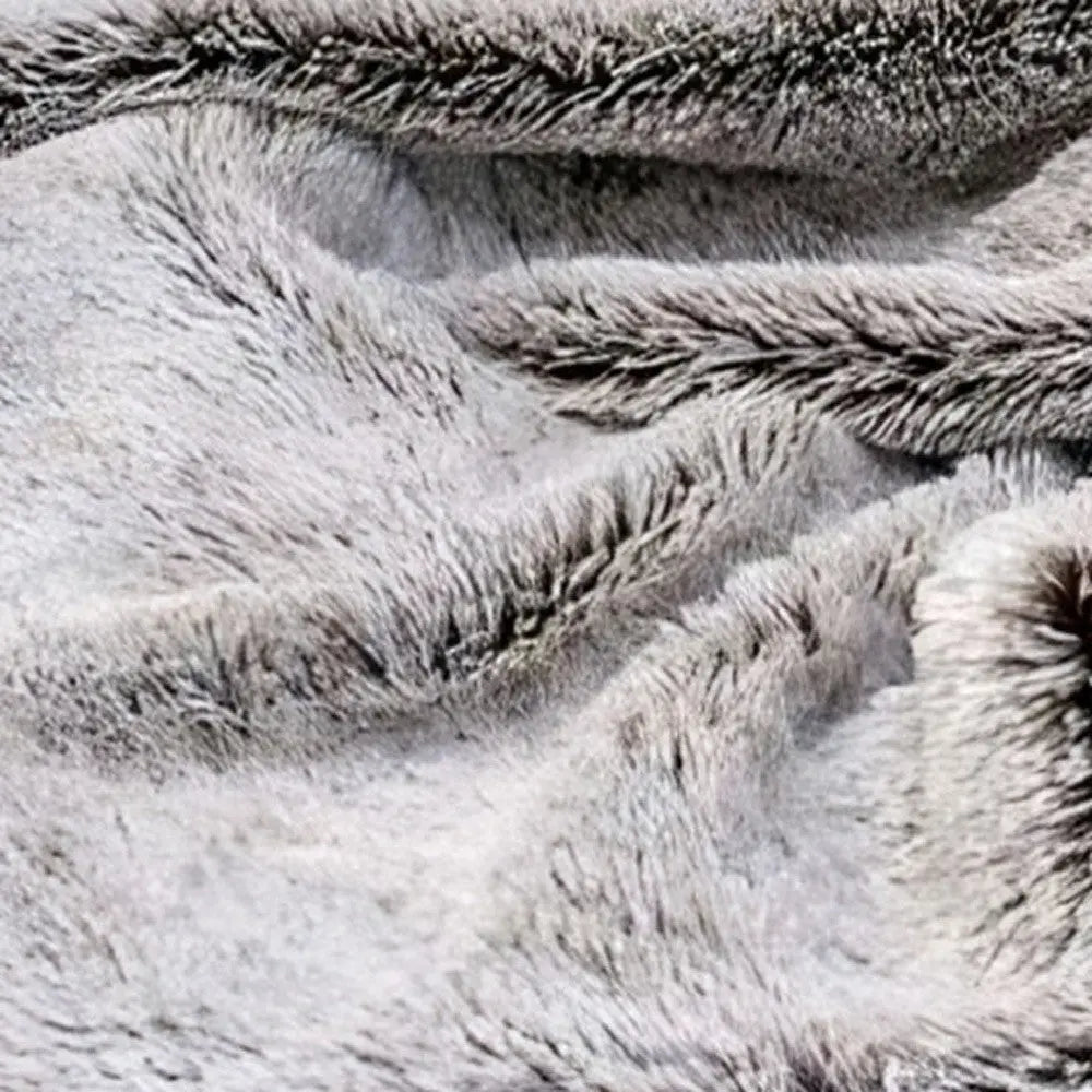 Gray Faux Fur Ombre Plush Throw Homeroots