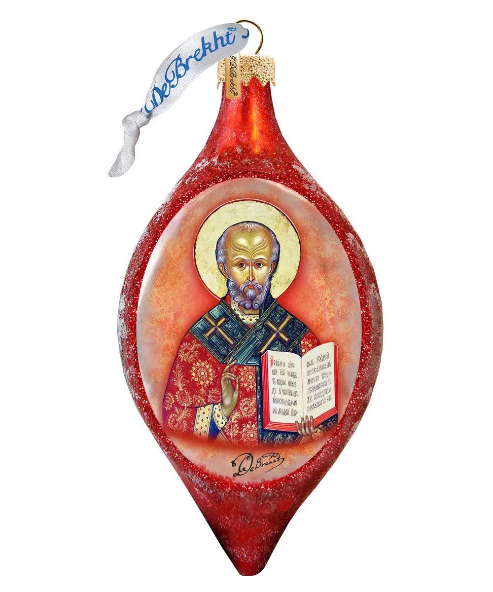 Saint Nick Drop Glass Ornament by G. DeBrekht - Christmas Santa Snowman Decor - 757-011 G. DeBrekht