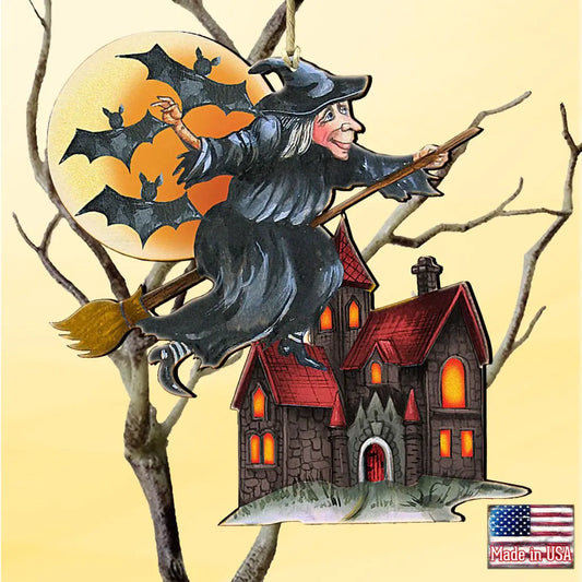 Witch Halloween Wooden Ornaments by G. DeBrekht - Thanksgiving Halloween Decor - 8114010 G. DeBrekht
