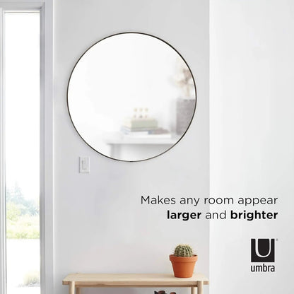 Hubba 34 Inch round Entryways, Washrooms, Living Rooms and More, Doubles as Wall Art, 34-Inch Circle Mirror, Titanium Finish-3