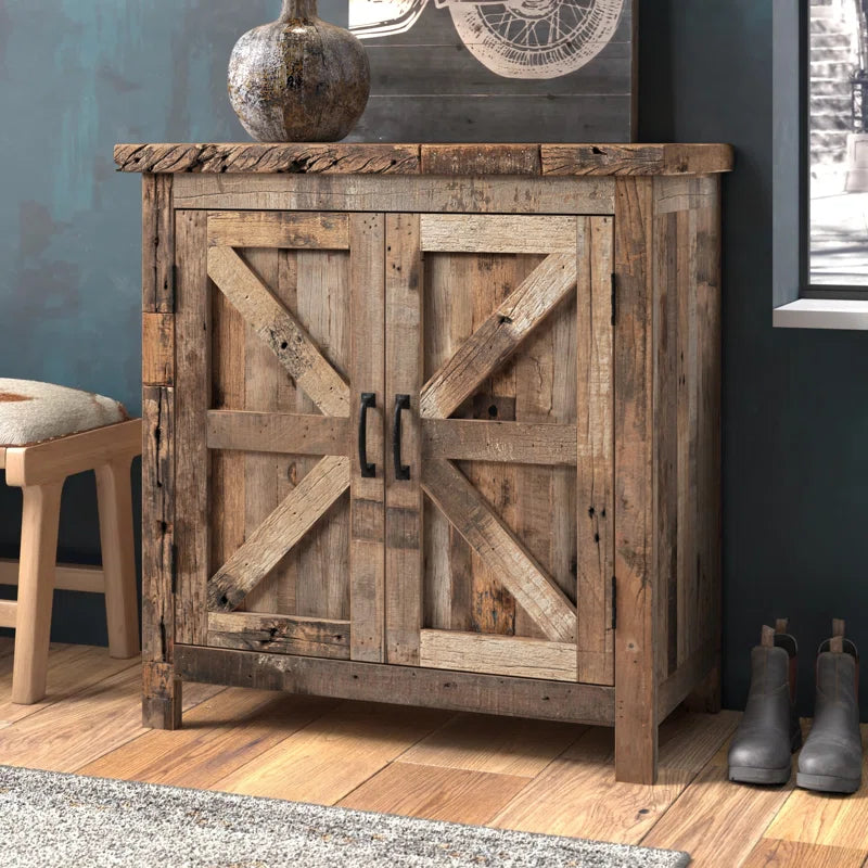Solid Wood Rustic Industrial Accent Cabinet Dining Storage ShipItFurniture