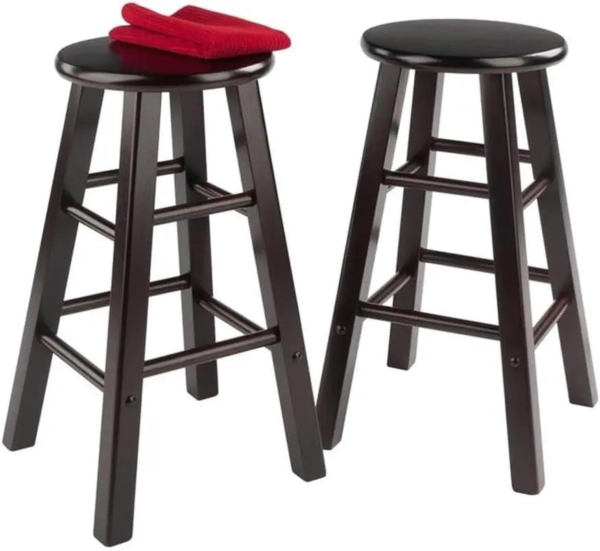 Element 2-Piece 24In Counter Stool Set, Espresso Finish, Solid Wood, Modern Design ShipItFurniture