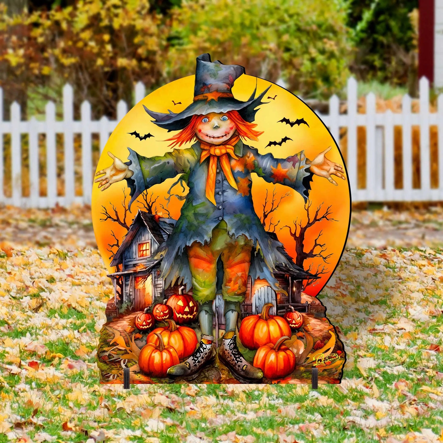 Halloween Scarecrow Freestanding Decor - Halloween Outdoor Decor by G. Debrekht - Halloween Decor- 8652798F G. DeBrekht