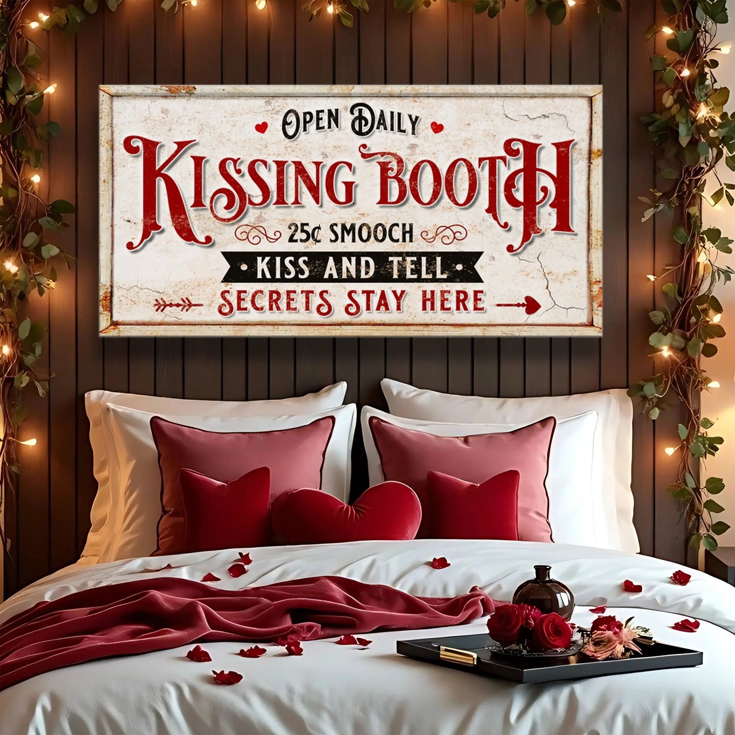 Vintage Rustic Kissing Booth Sign IV Tailored Canvases