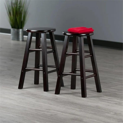 Element 2-Piece 24In Counter Stool Set, Espresso Finish, Solid Wood, Modern Design ShipItFurniture