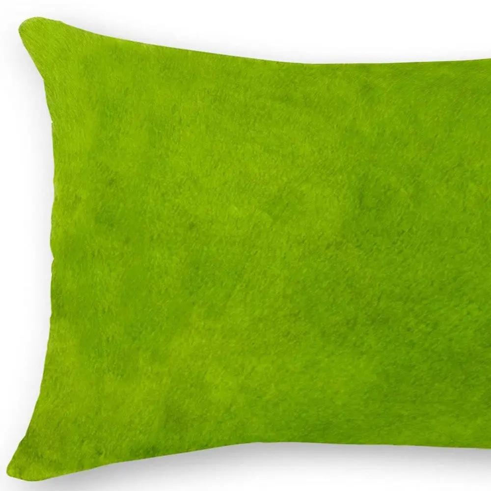 12" X 20" Lime Green Cowhide Throw Pillow Homeroots