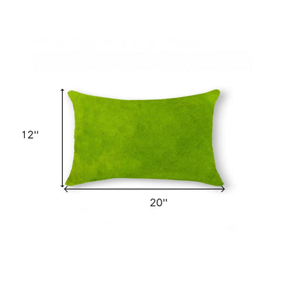 12" X 20" Lime Green Cowhide Throw Pillow Homeroots
