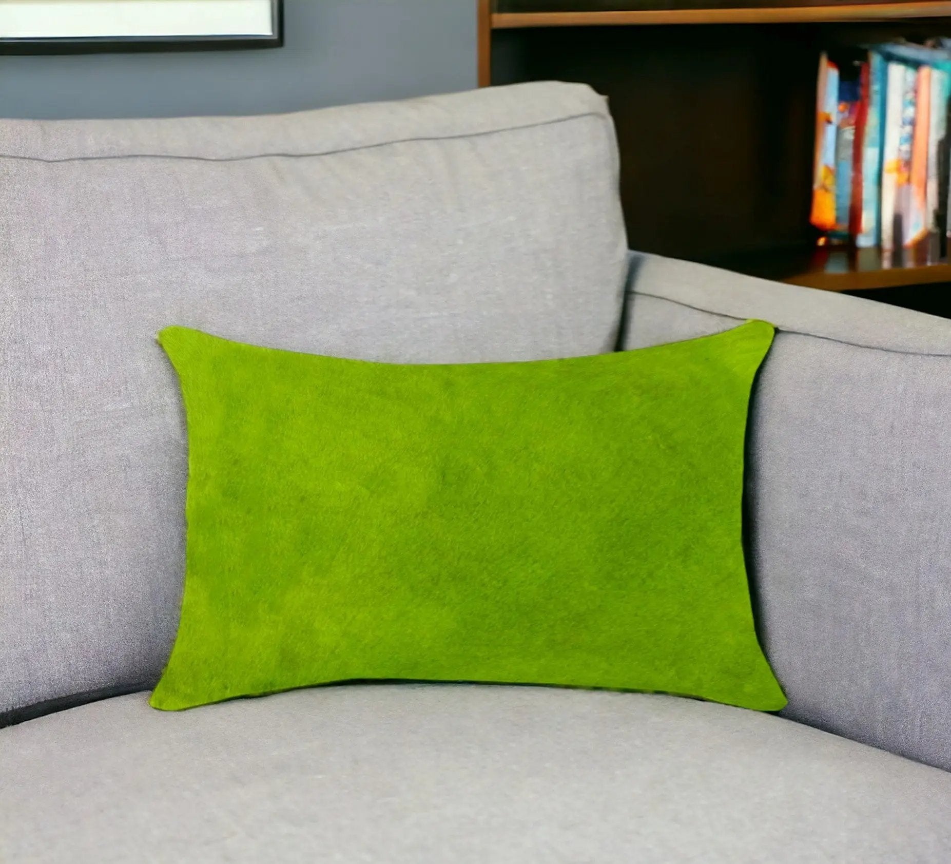 12" X 20" Lime Green Cowhide Throw Pillow Homeroots