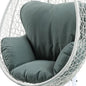 38" White Metal Swing Chair With Green Cushion Homeroots
