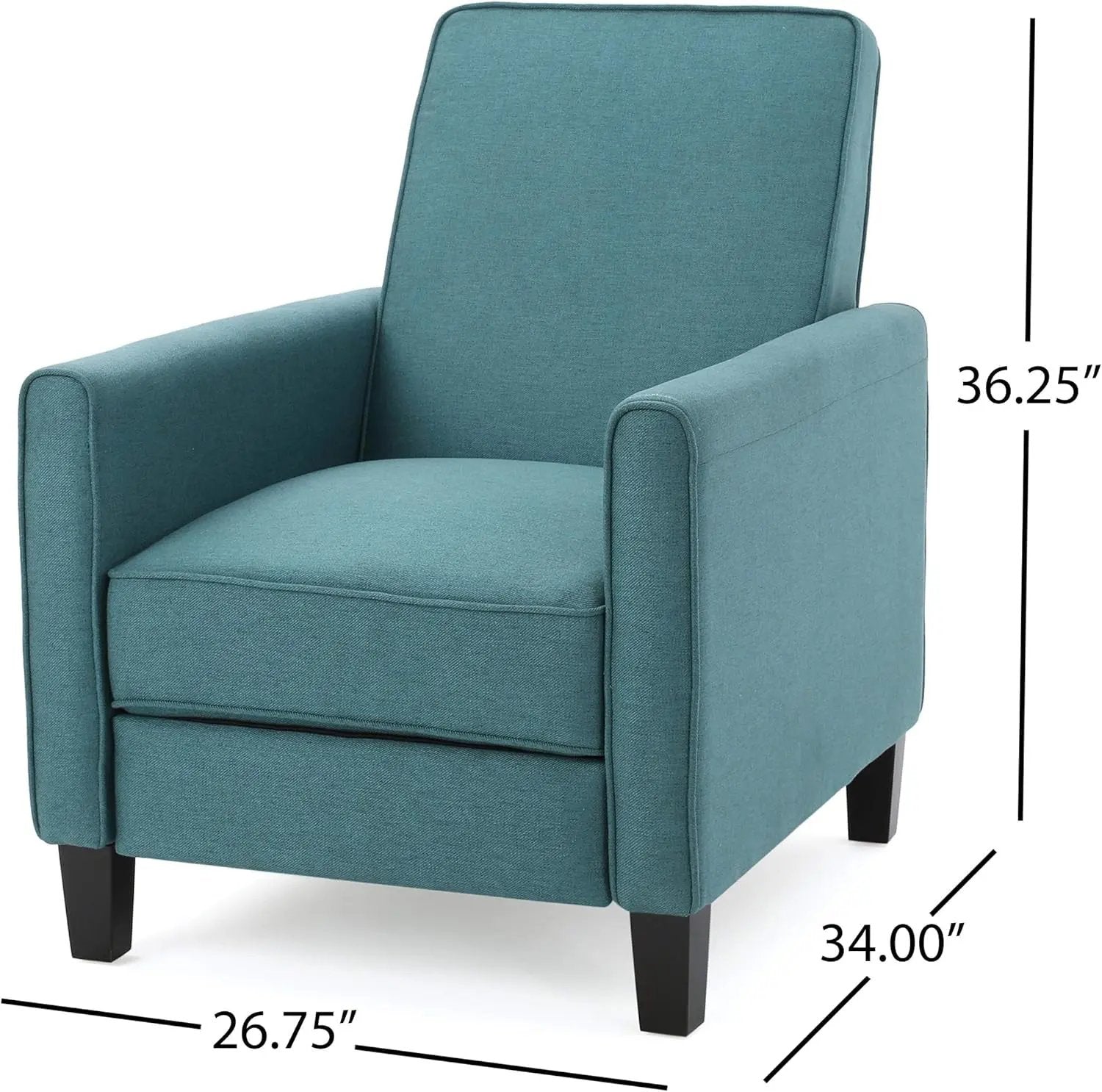 Emmie Fabric Recliner (Set of 2), Dark Teal, Dark Brown-2