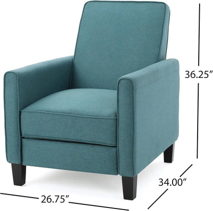 Emmie Fabric Recliner (Set of 2), Dark Teal, Dark Brown-2