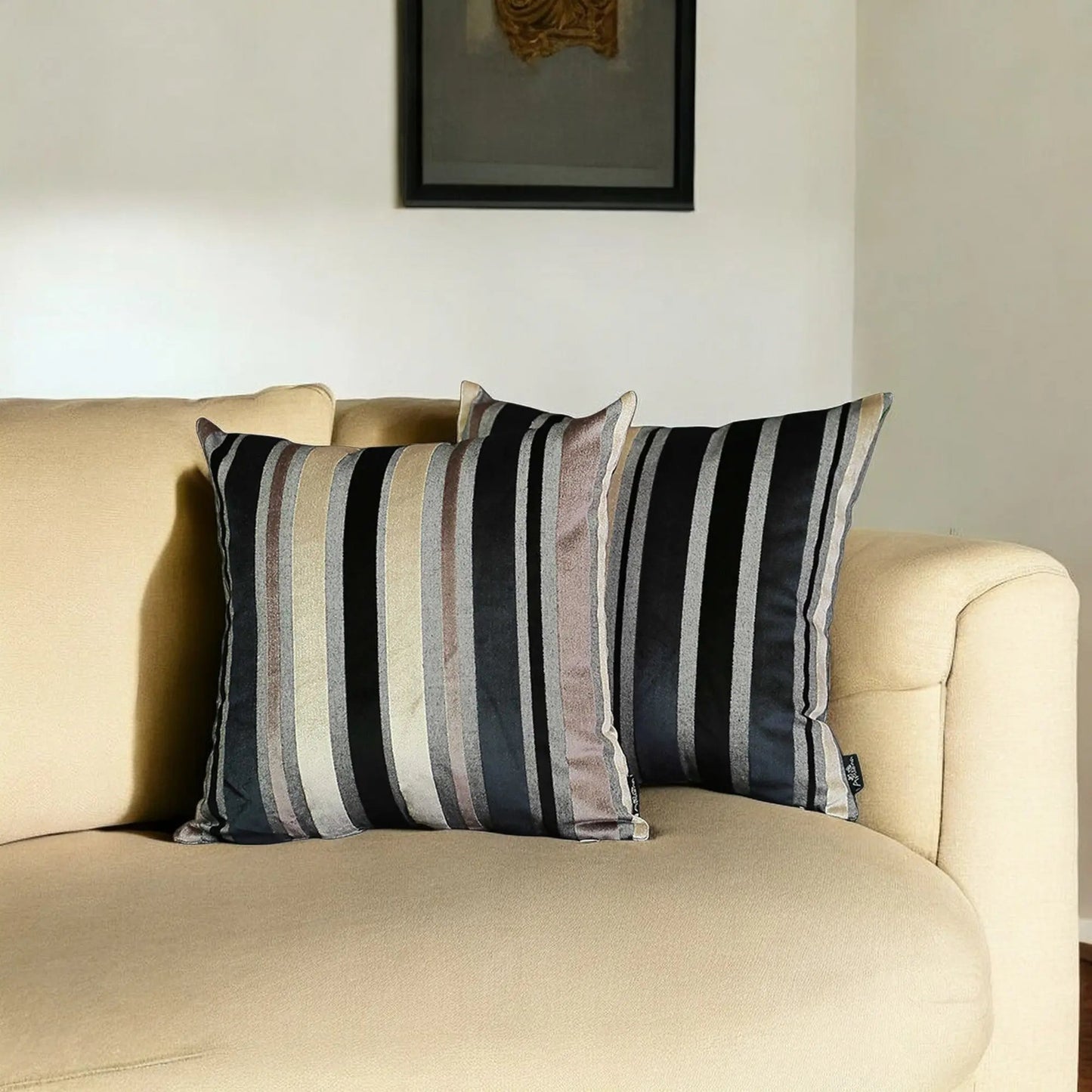 Set Of 2 Midnight Variegated Stripe Decorative Pillow Covers Homeroots