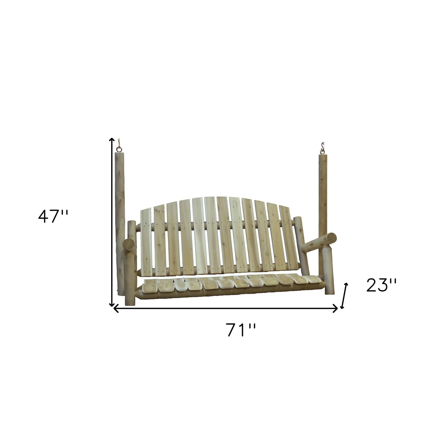 71" Natural Solid Wood Swing Chair Homeroots