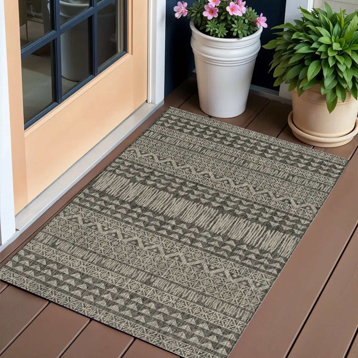 3' X 4' Charcoal Southwestern Indoor Outdoor Area Rug Homeroots