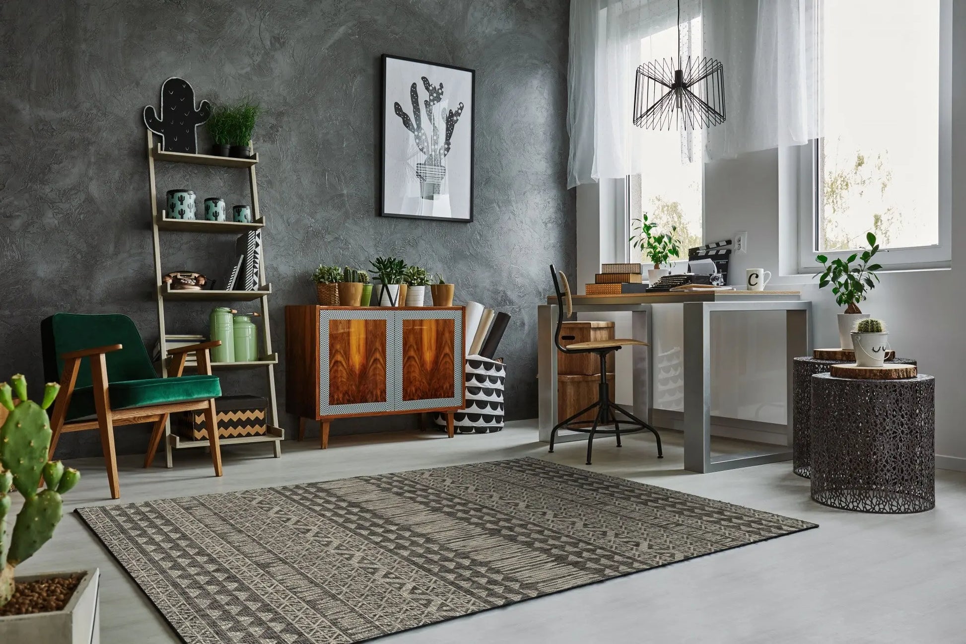 3' X 4' Charcoal Southwestern Indoor Outdoor Area Rug Homeroots