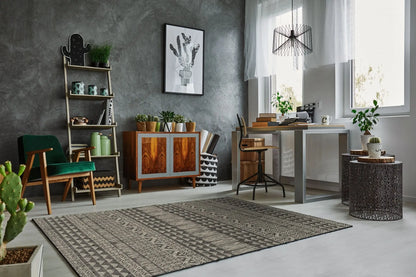 3' X 4' Charcoal Southwestern Indoor Outdoor Area Rug Homeroots